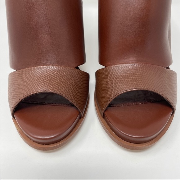 🆕 NIB White House Black Market Caylee Brown Leather Mule Peep-Toe Block Heel 10 - Picture 13 of 13
